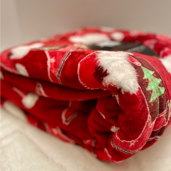 Merry Christmas Y’all Red Faux Fur HOLIDAY Country Cowboy Boot Throw Blanket - Picture 3 of 7